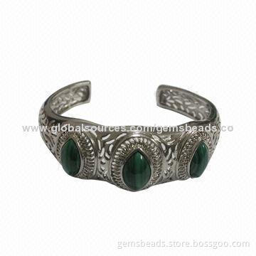 Sterling silver bracelet inlay with gemstone